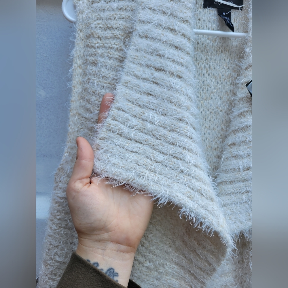 Style & Co. Cream Textured Open-Front Sweater - Picture 5 of 10